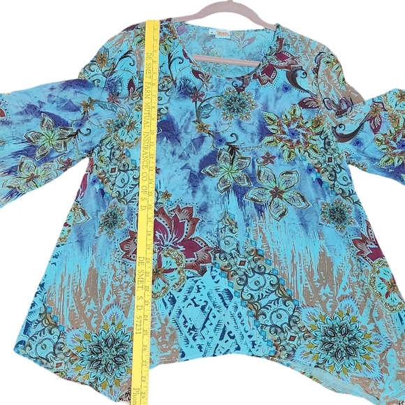 TIANELLO by STEVE BARRAZA Tunic Medium Silk Floral Asymmetrical Hem Art To Wear - Picture 12 of 15